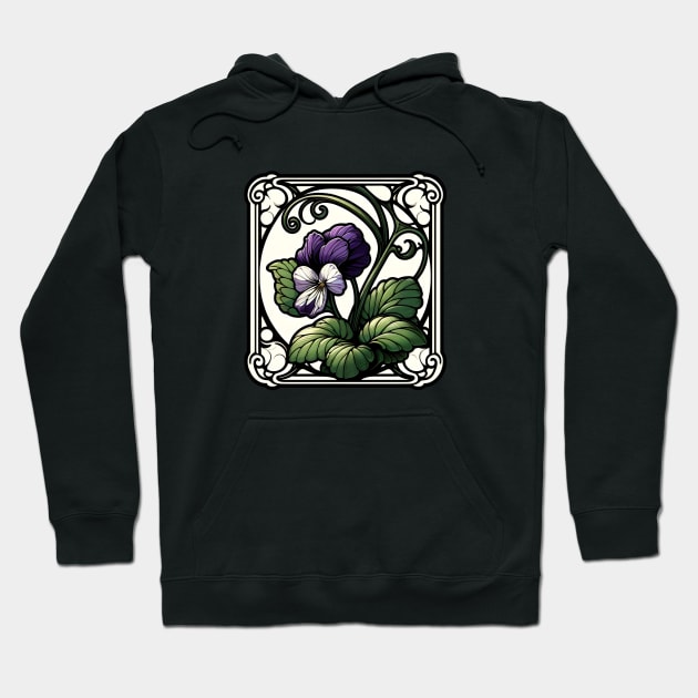 Art Nouveau violet February Birth month Flower Hoodie by OddHouse